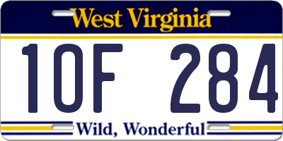WV license plate 1OF284