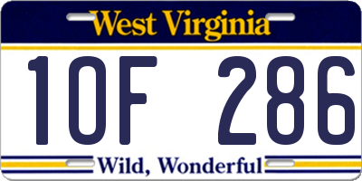 WV license plate 1OF286