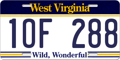 WV license plate 1OF288