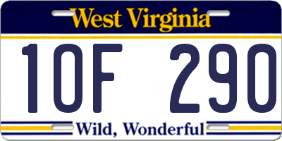 WV license plate 1OF290