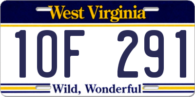 WV license plate 1OF291