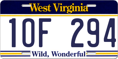 WV license plate 1OF294