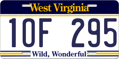 WV license plate 1OF295