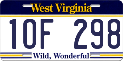 WV license plate 1OF298