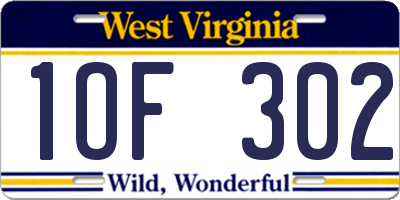 WV license plate 1OF302