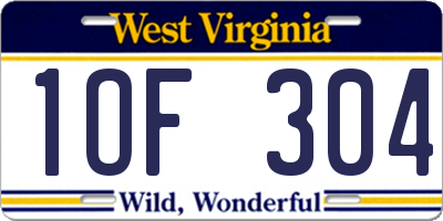WV license plate 1OF304
