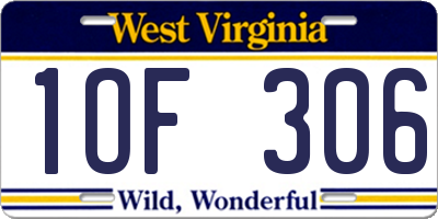 WV license plate 1OF306