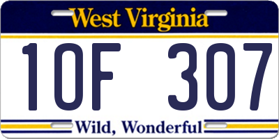 WV license plate 1OF307