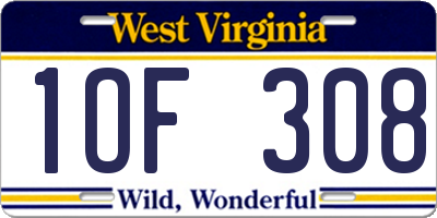 WV license plate 1OF308