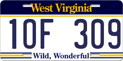 WV license plate 1OF309