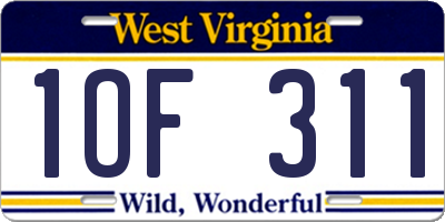 WV license plate 1OF311
