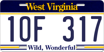 WV license plate 1OF317