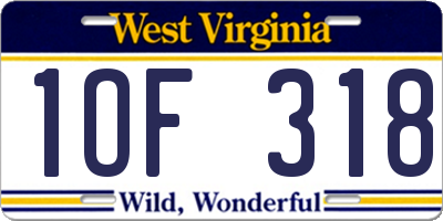 WV license plate 1OF318