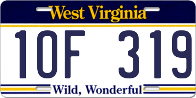 WV license plate 1OF319