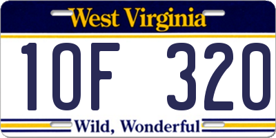 WV license plate 1OF320