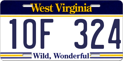 WV license plate 1OF324