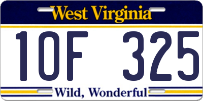 WV license plate 1OF325