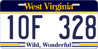 WV license plate 1OF328