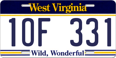 WV license plate 1OF331