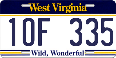 WV license plate 1OF335