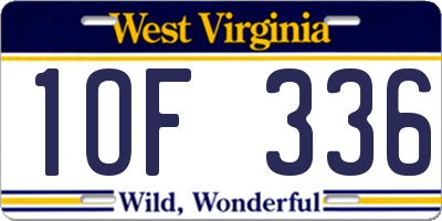 WV license plate 1OF336