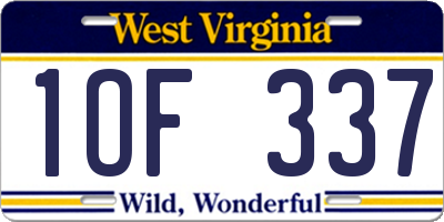 WV license plate 1OF337