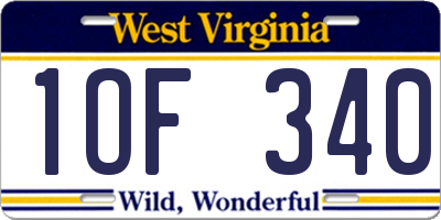 WV license plate 1OF340