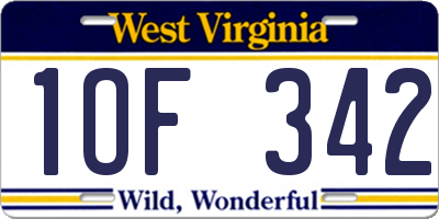 WV license plate 1OF342