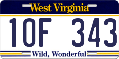 WV license plate 1OF343