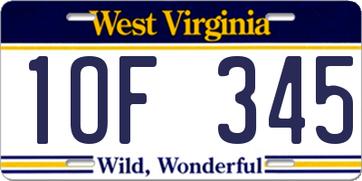 WV license plate 1OF345