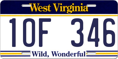 WV license plate 1OF346