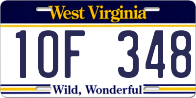 WV license plate 1OF348