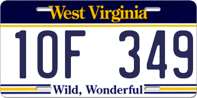 WV license plate 1OF349