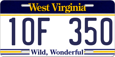 WV license plate 1OF350