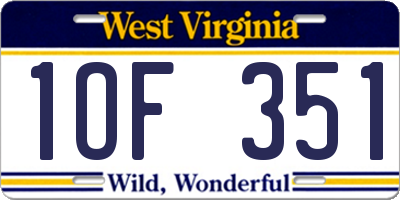 WV license plate 1OF351