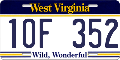 WV license plate 1OF352