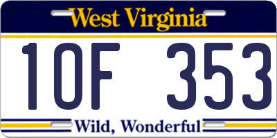 WV license plate 1OF353