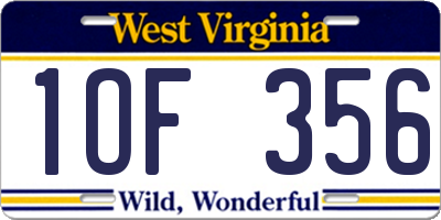 WV license plate 1OF356