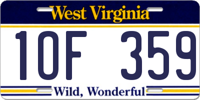 WV license plate 1OF359