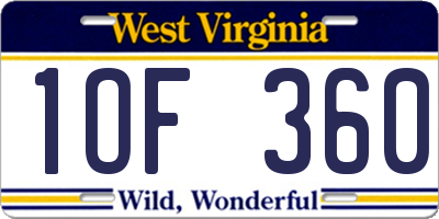 WV license plate 1OF360