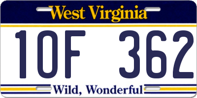 WV license plate 1OF362