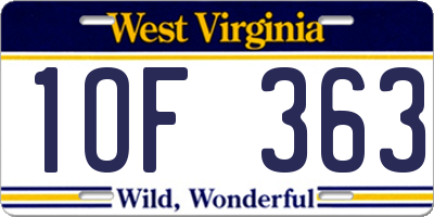 WV license plate 1OF363