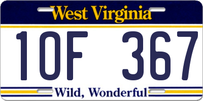 WV license plate 1OF367