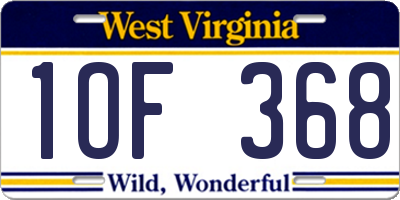 WV license plate 1OF368
