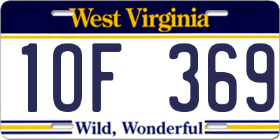 WV license plate 1OF369