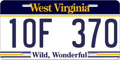 WV license plate 1OF370