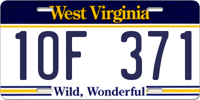 WV license plate 1OF371