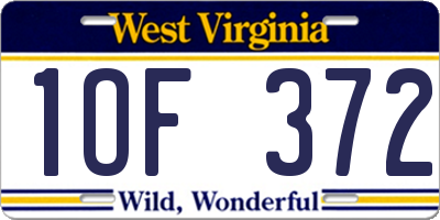 WV license plate 1OF372