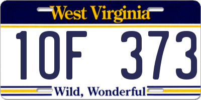 WV license plate 1OF373