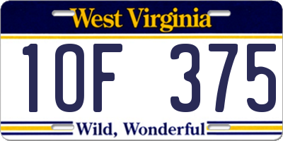 WV license plate 1OF375